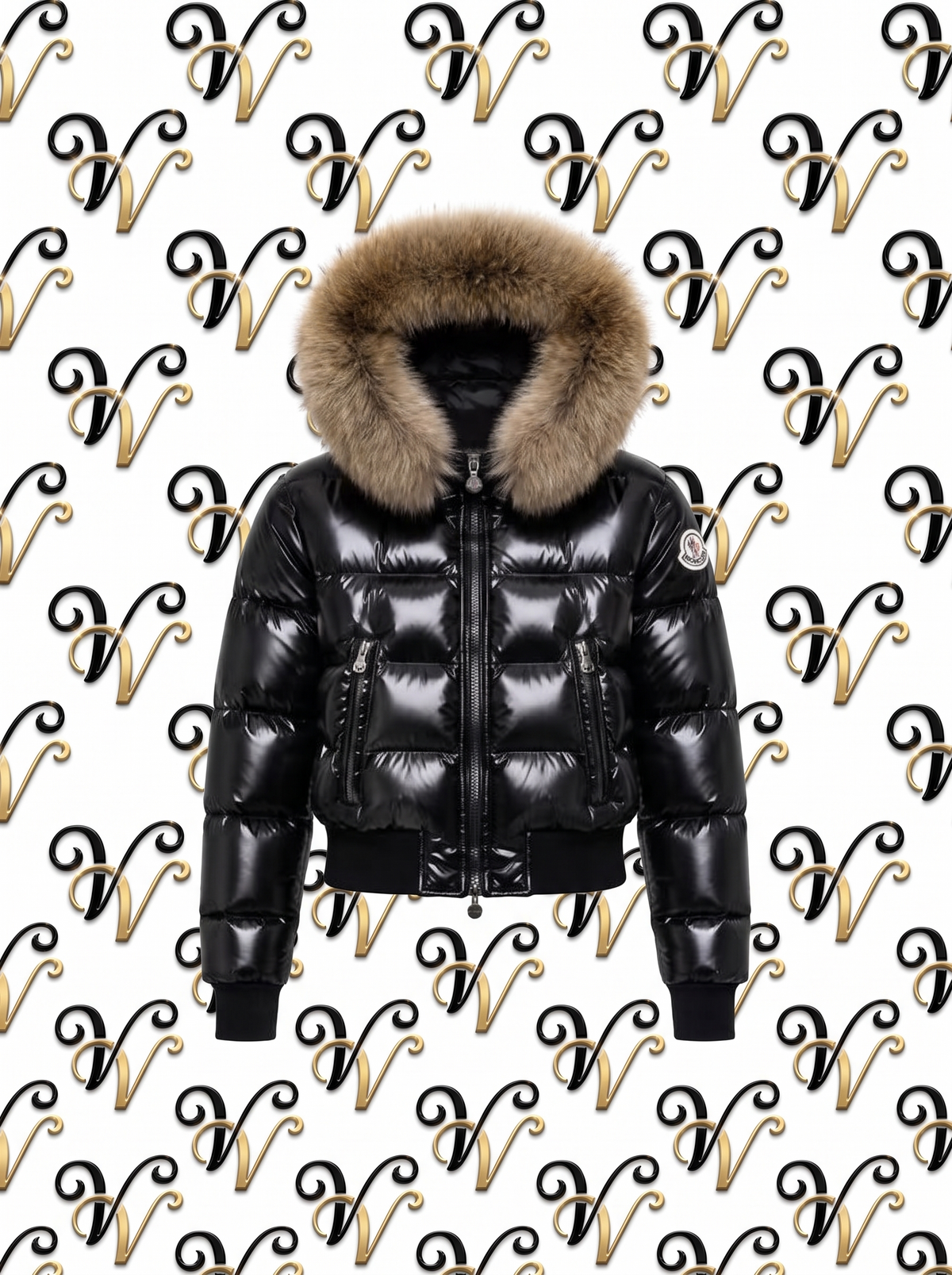 SHINY BLACK FURR COAT