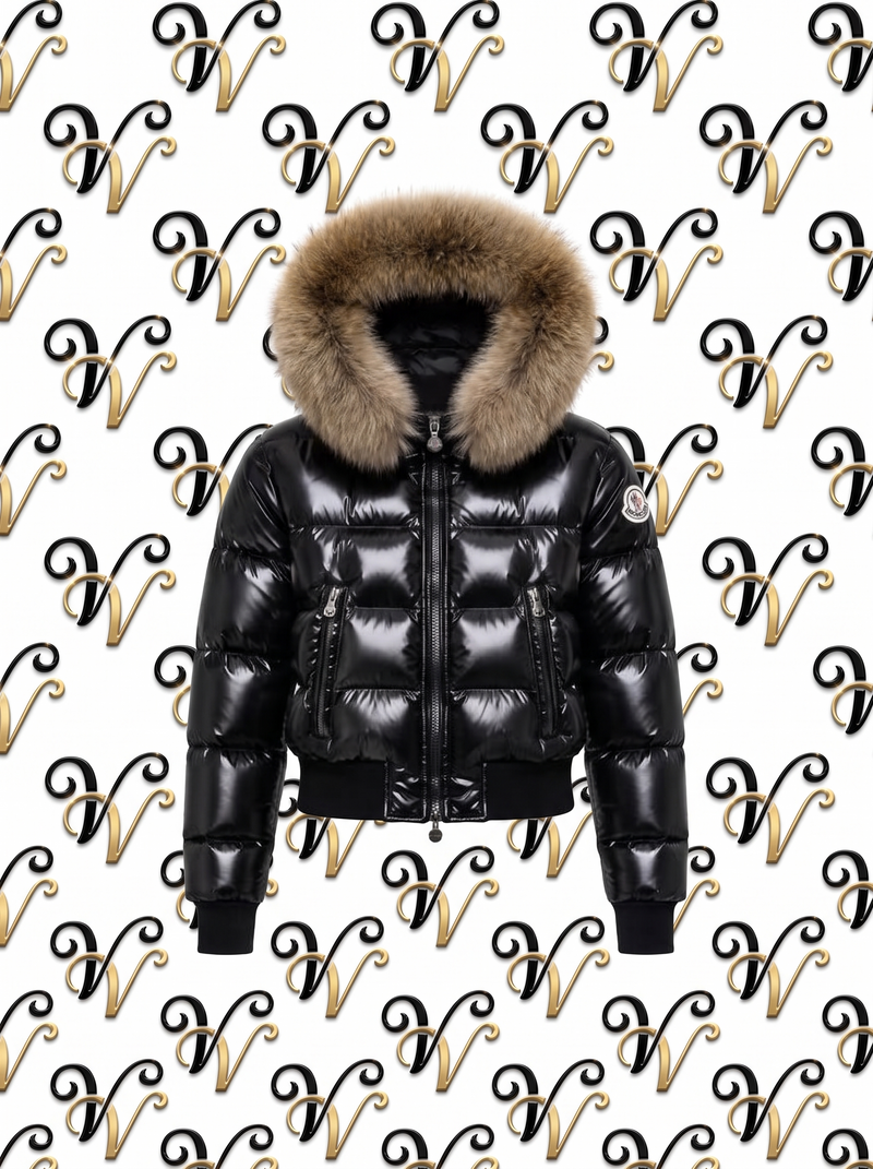 SHINY BLACK FURR COAT