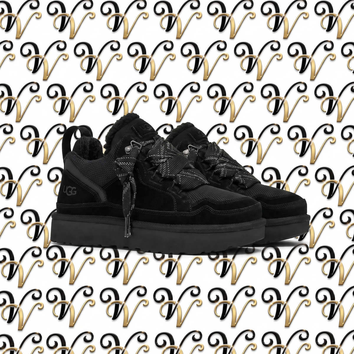 BLACK FRINGE LACE SNEAKER