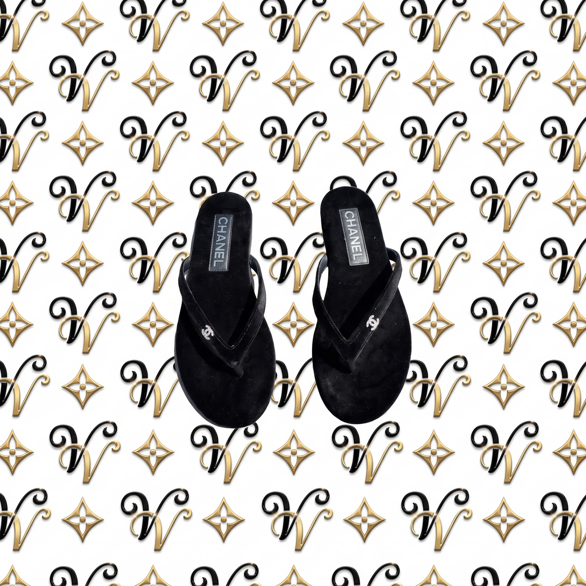 BLACK LOGO FLIP FLOP